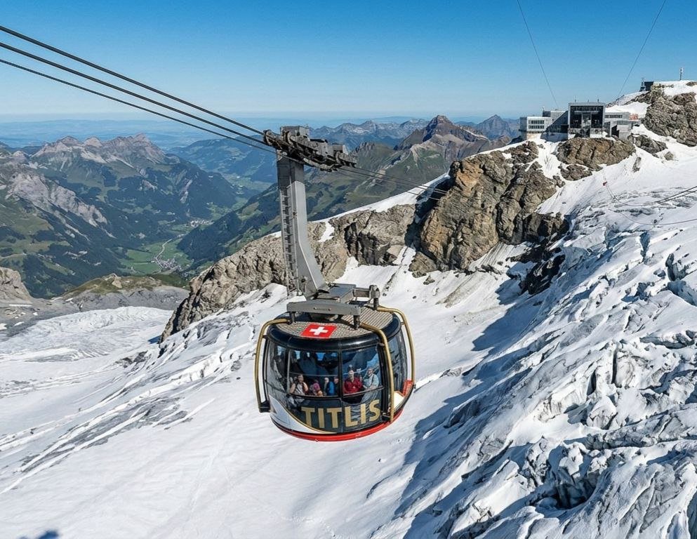 Mount Titlis glacier and rotating cable car