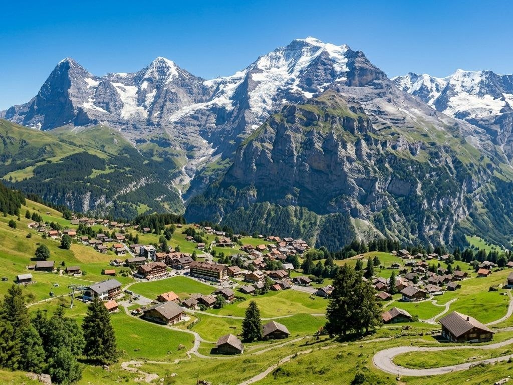grindelwald village eiger mountain view
